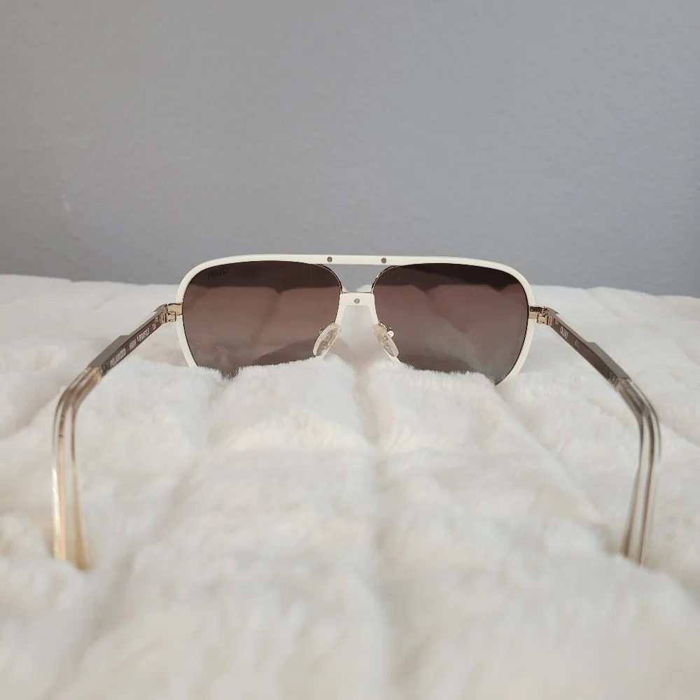 QUAY // ltd ed luxe combination white/gold frames brown polarized lens aviators - Picture 8 of 16